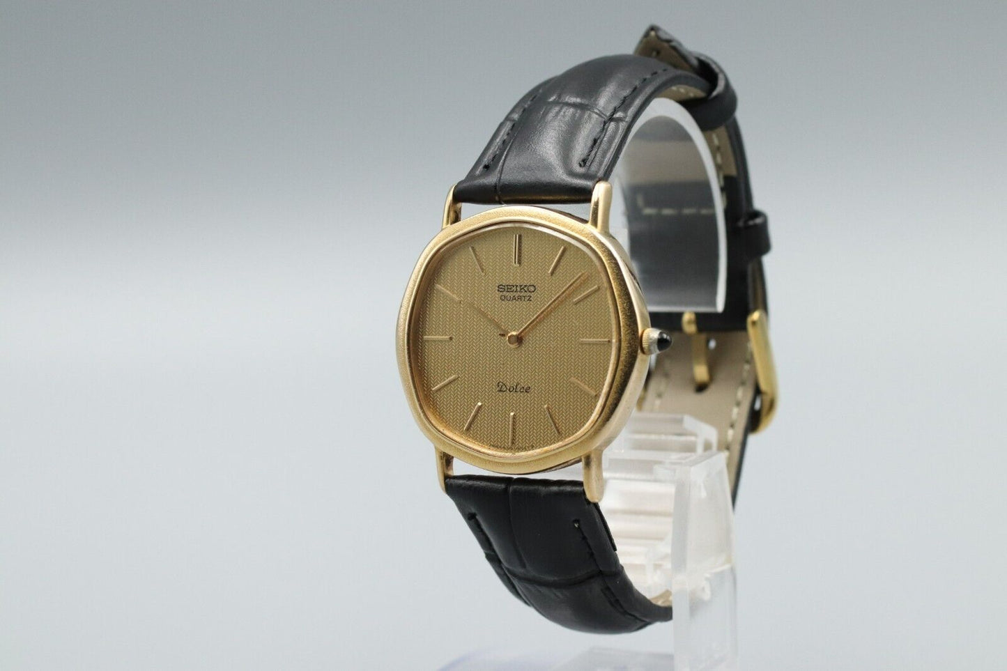 **NEAR MINT** Vintage SEIKO Dolce 6020-5630 Quartz Gold Dial Octagon Mens Watch