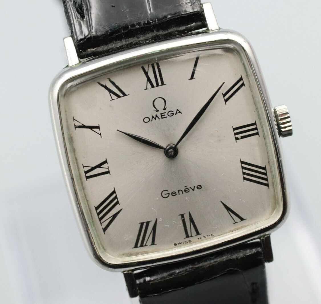 *Exc+5* Vintage OMEGA Geneve Cal.625 Hand Winding Silver Dial Square Women Watch