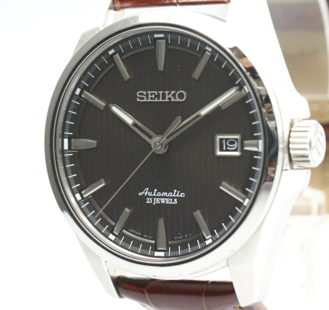 *MINT* Vintage Seiko Presage 6R15-02M0 Automatic Black Dial 23J Round Mens Watch