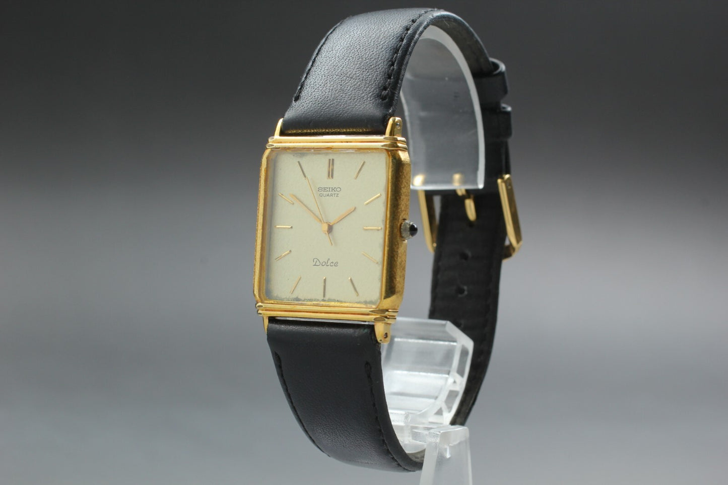 NEW Batt *Exc+4* Vintage SEIKO Dolce 7731-5230 Gold Dial quartz 24mm Mens Watch