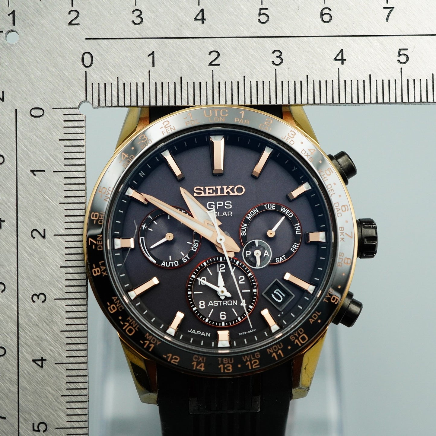 *Exc+5 Box & Paper* SEIKO ASTRON 5X53-0AB0 Solar Black Dial 43mm Mens Watch