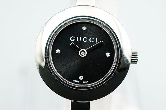 *NEAR MINT* Gucci Quartz Black Dial Round 26 mm Women,Ladies Watch