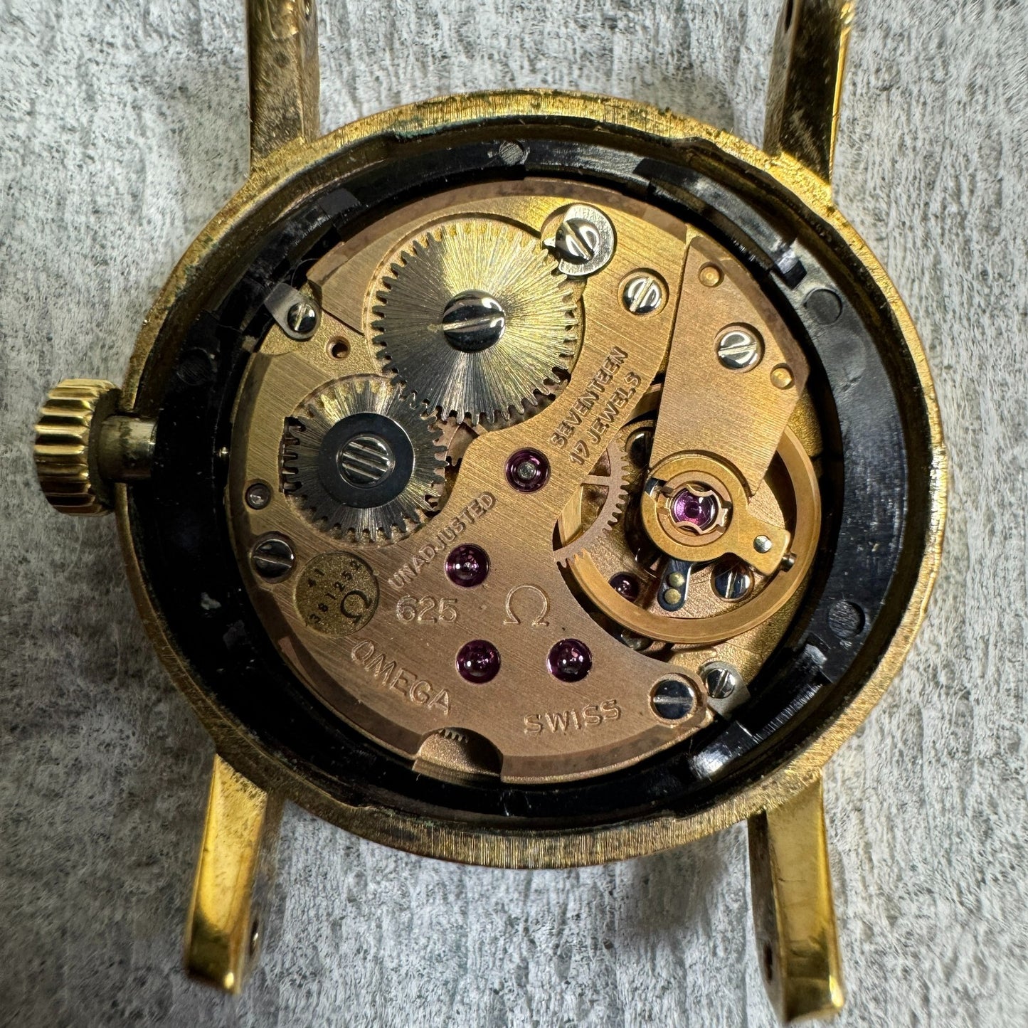 *N MINT* Vintage OMEGA De Ville Cal.625 Hand Winding Gold Dial Round Women Watch