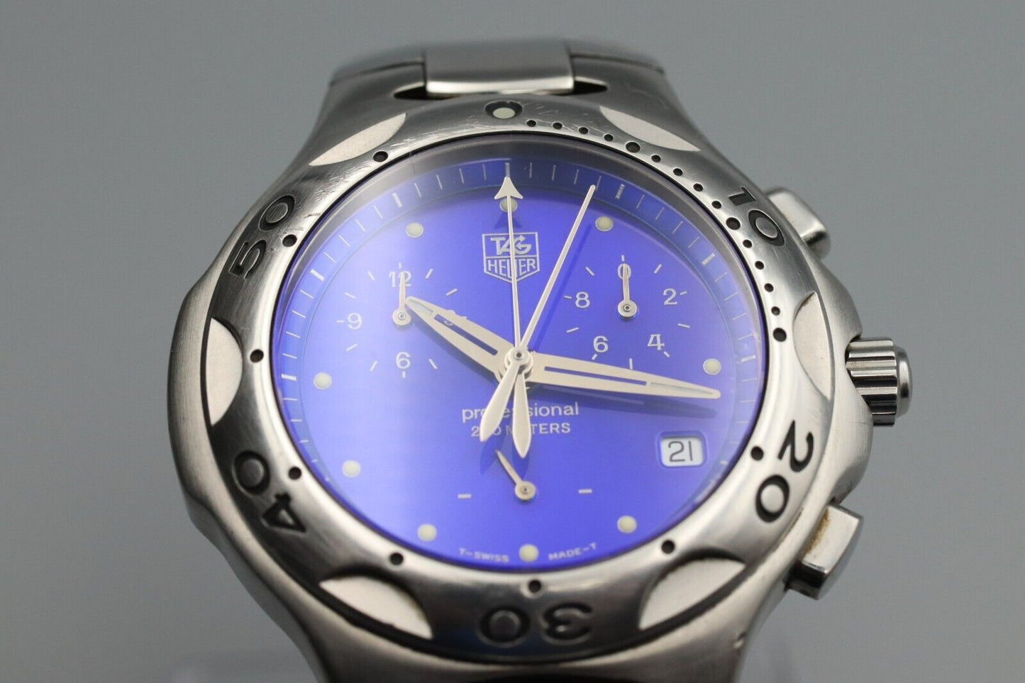 *N MINT* Vintage TAG HEUER Kirium CL1112 Blue Chronograph Quartz Men Watch JAPAN