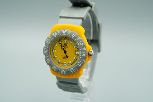 *MINT* Vintage 1990s TAG Heuer Formula 1 Quartz Yellow Dial 35mm Mens Watch