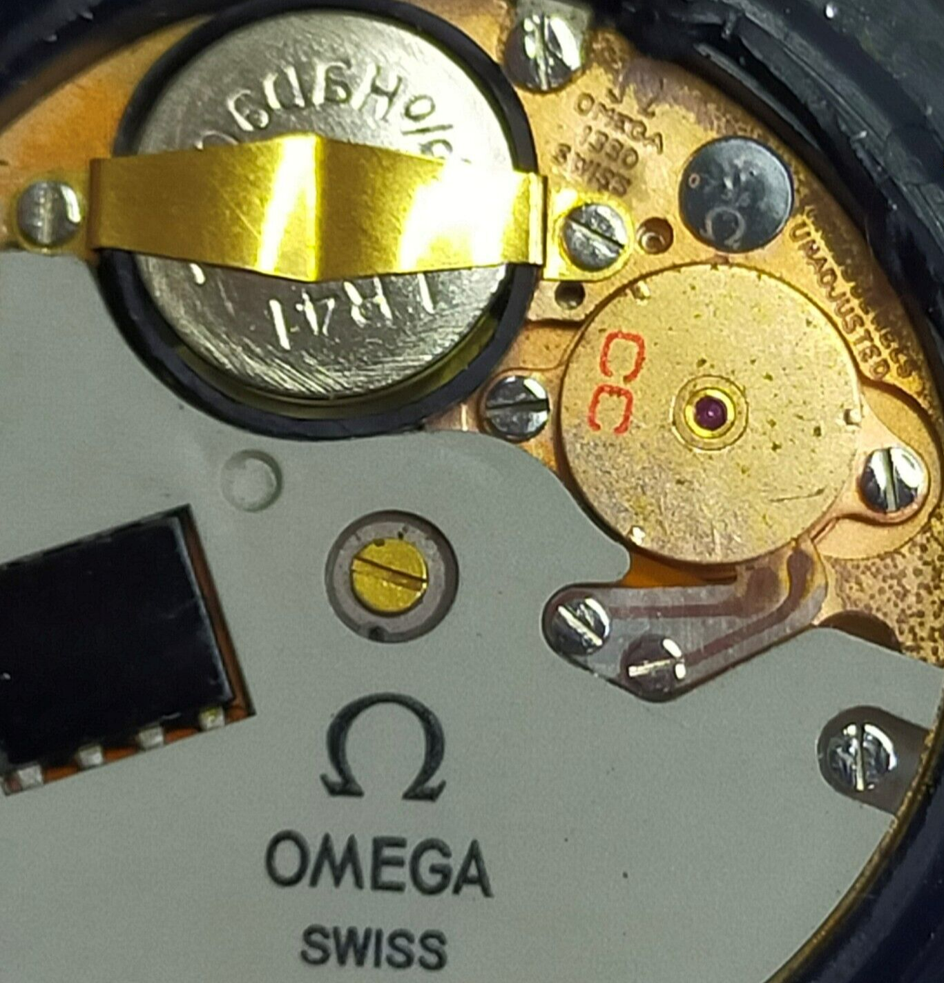 *Exc+5* Vintage OMEGA De Ville Cal.1330 Quartz Gold Dial Square Mens Watch