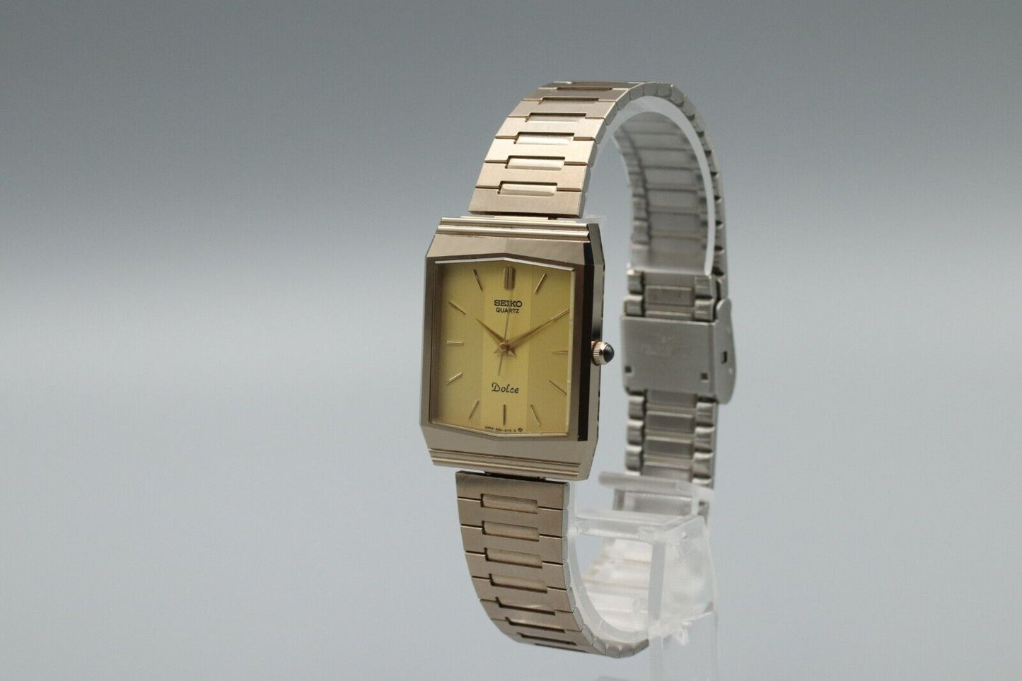 *NEAR MINT* Vintage SEIKO Dolce 9521-5170 Quartz Gold Dial Square Mens Watch