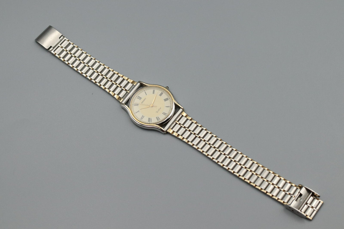 *Exc+5* Vintage 1997/5 SEIKO DOLCE 7741-6030 Quartz Gold Dial Mens Watch JAPAN