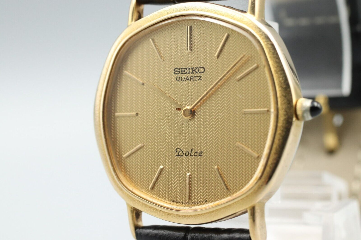 **NEAR MINT** Vintage SEIKO Dolce 6020-5630 Quartz Gold Dial Octagon Mens Watch