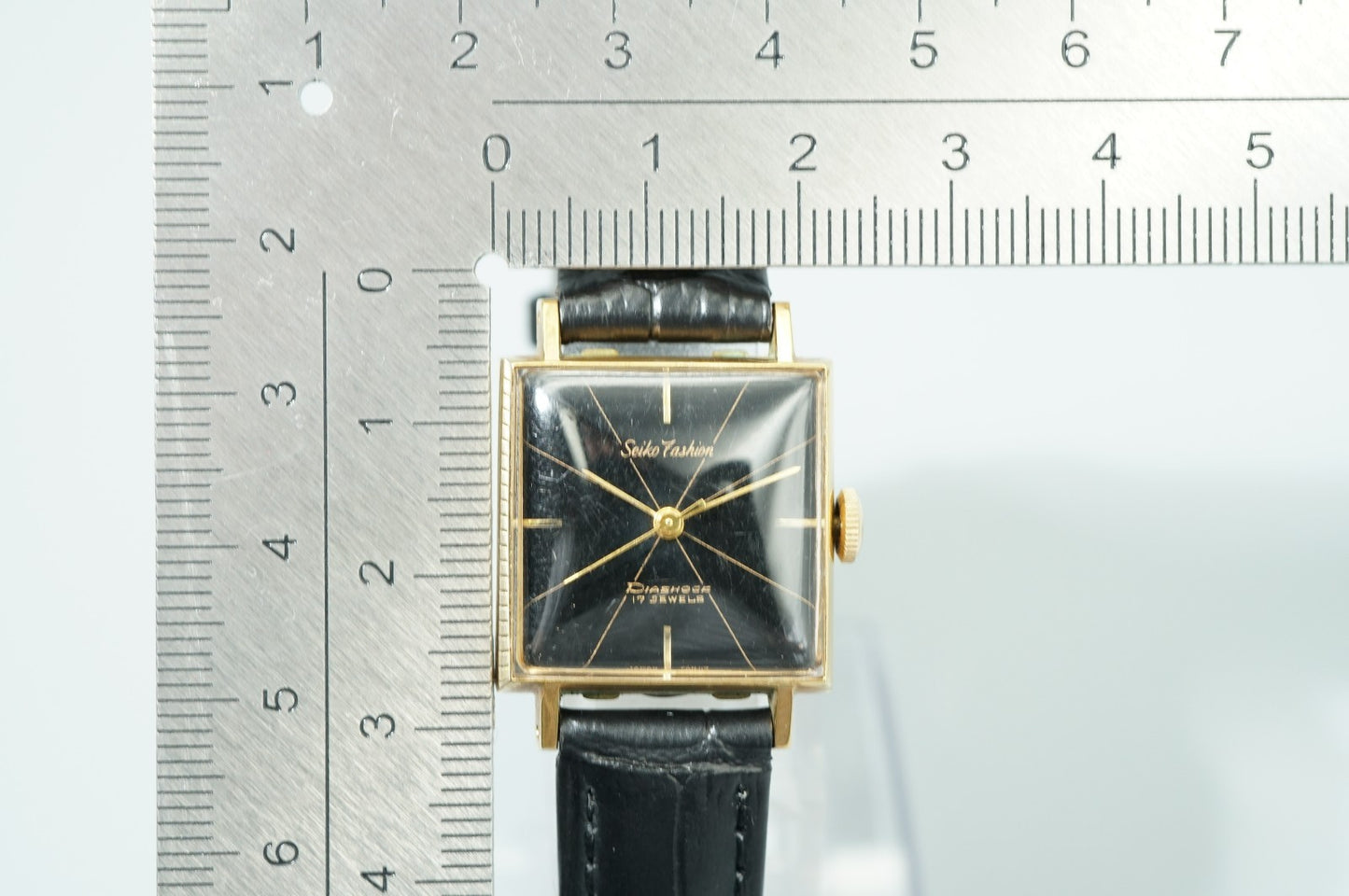 *Exc+5* Vintage SEIKO DIASHOCK 5292 Hand Wind Black Dial Square 22mm Women Watch