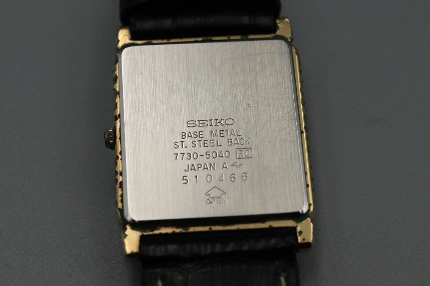 *Exc+5* Vintage SEIKO Dolce 7730-5040 Quartz Black Dial Tank Mens Watch JAPAN