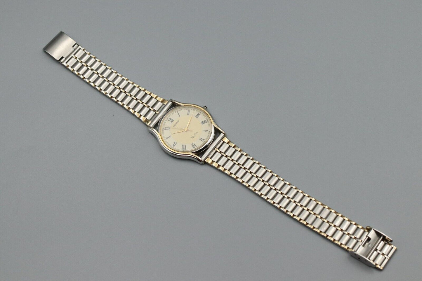 *Exc+5* Vintage 1997/5 SEIKO DOLCE 7741-6030 Quartz Gold Dial Mens Watch JAPAN