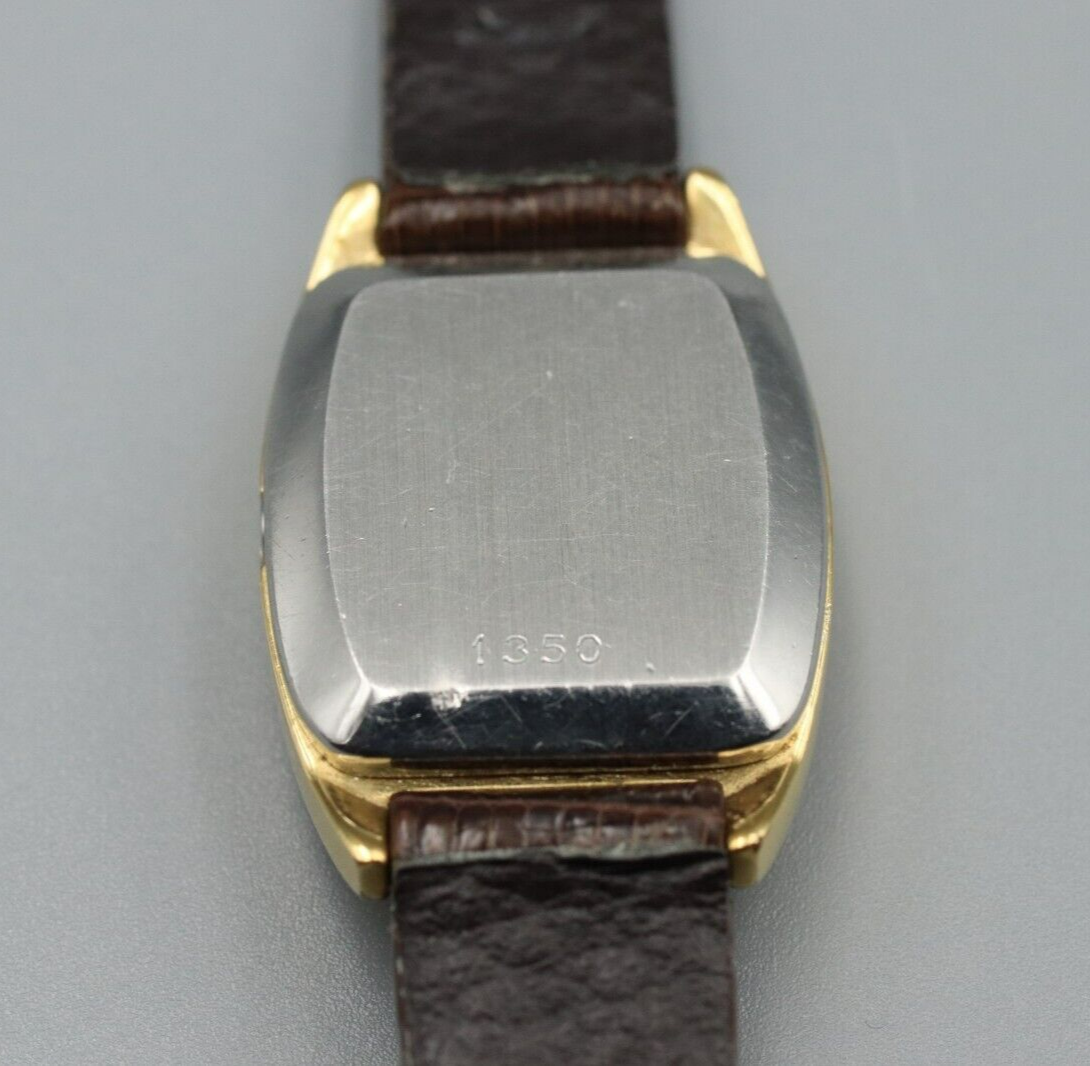 *N MINT* Vintage OMEGA De Ville Cal.1350 Quartz Gold Dial Rectangle Women Watch