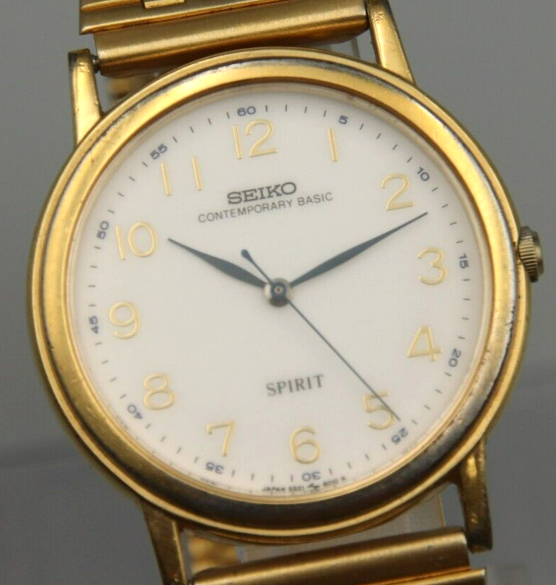 Exc+5 Vintage SEIKO Spirt 5S21-6000 Sweeping Second Hand Mens Quartz Watch JP