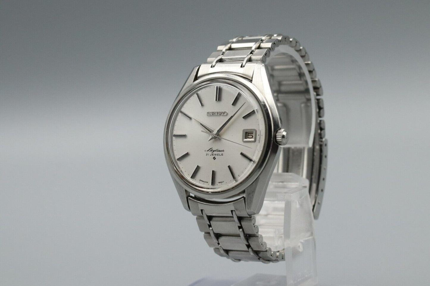 *Exc+5* Vintage SEIKO Skyliner 6102-8000 Hand Winding White Dial 21J Watch JAPAN
