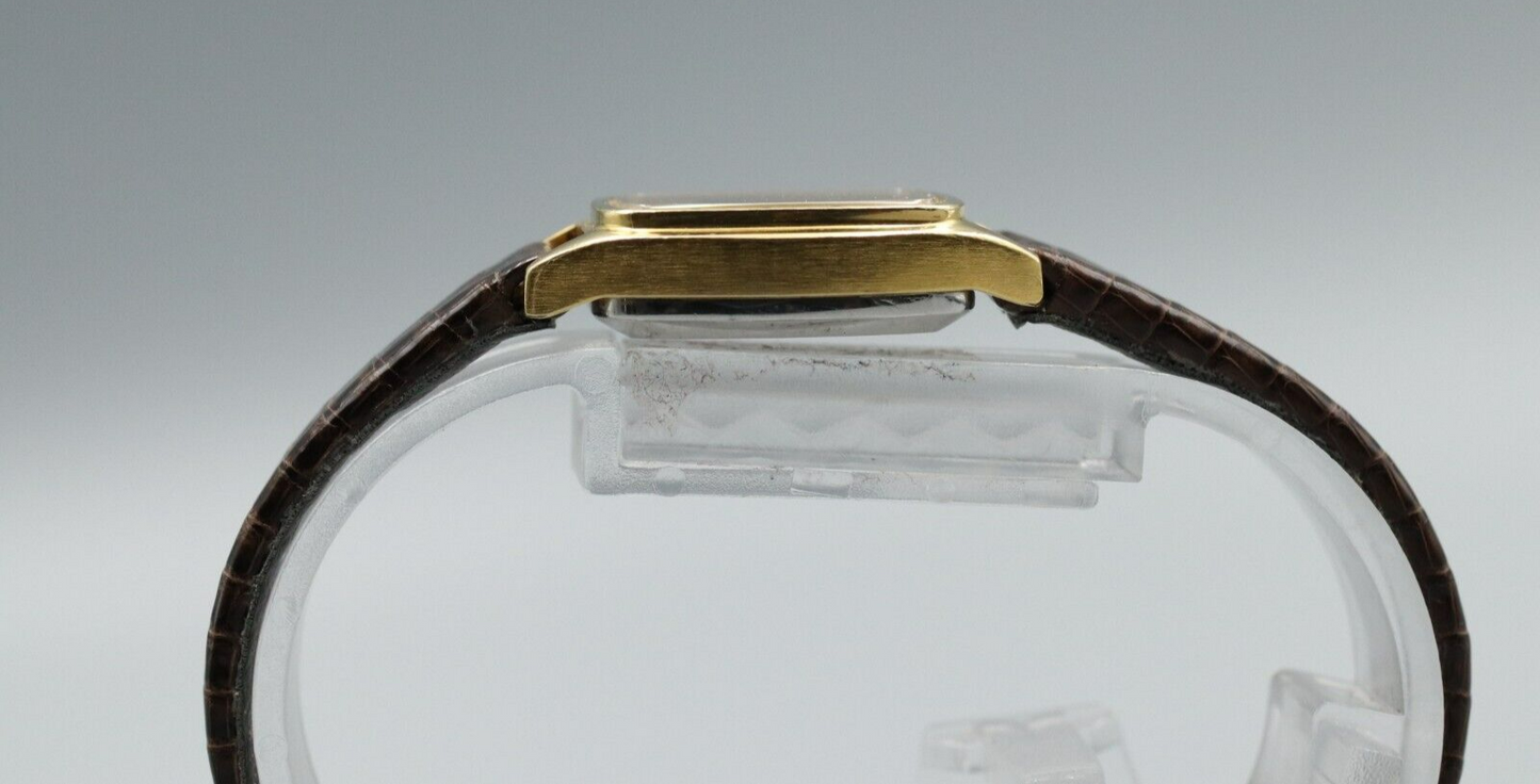 *N MINT* Vintage OMEGA De Ville Cal.1350 Quartz Gold Dial Rectangle Women Watch