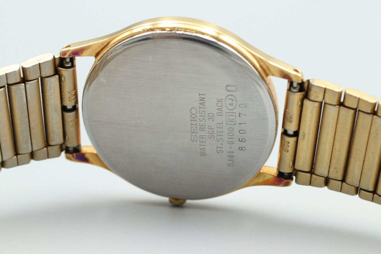 *MINT* Vintage SEIKO Dolce 8J41-6100 Quartz Gold Dial Round Mens Watch JAPAN