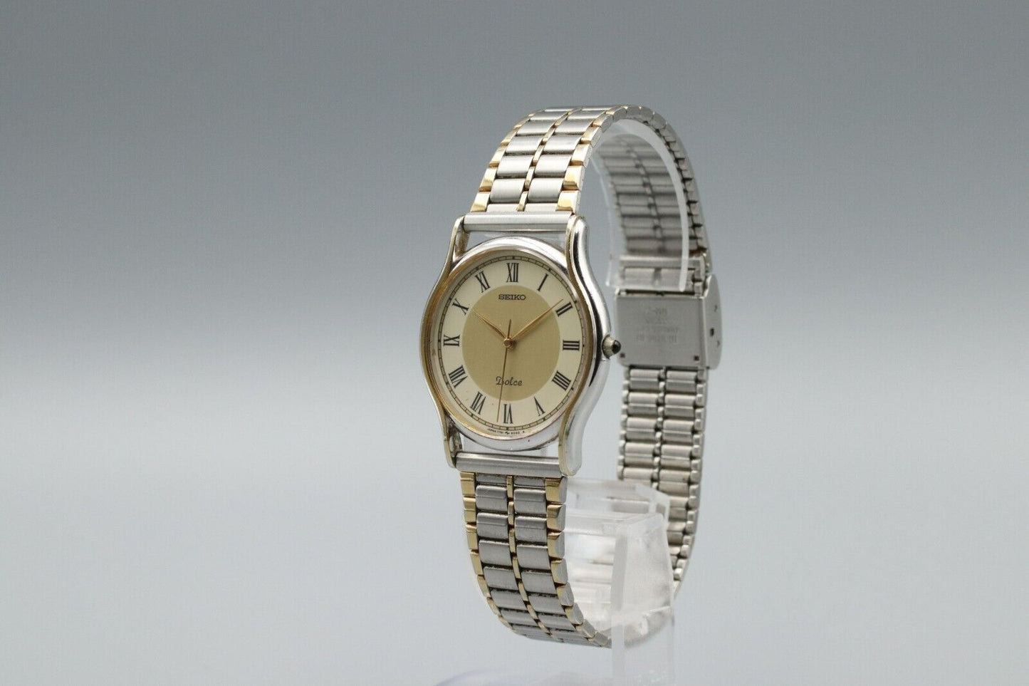 *Exc+5* Vintage 1997/5 SEIKO DOLCE 7741-6030 Quartz Gold Dial Mens Watch JAPAN