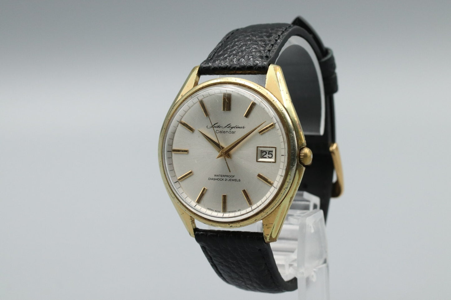 *Exc+4* Vintage SEIKO Skyliner 6222-8000 Hand Winding Gold Dial Date Mens Watch