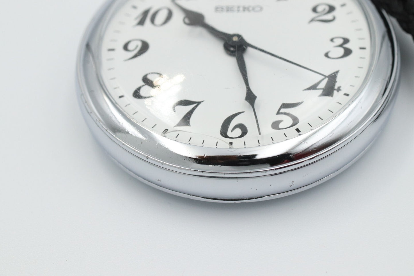 *Exc+5* Vintage SEIKO 7C11-0010 Quartz White Dial Round 50mm Mens Watch JAPAN