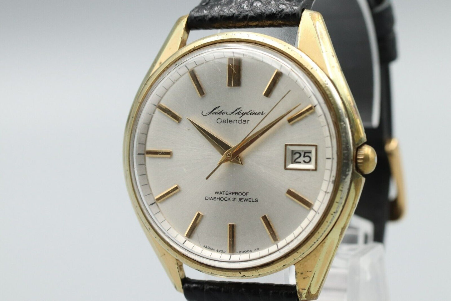 *Exc+4* Vintage SEIKO Skyliner 6222-8000 Hand Winding Gold Dial Date Mens Watch