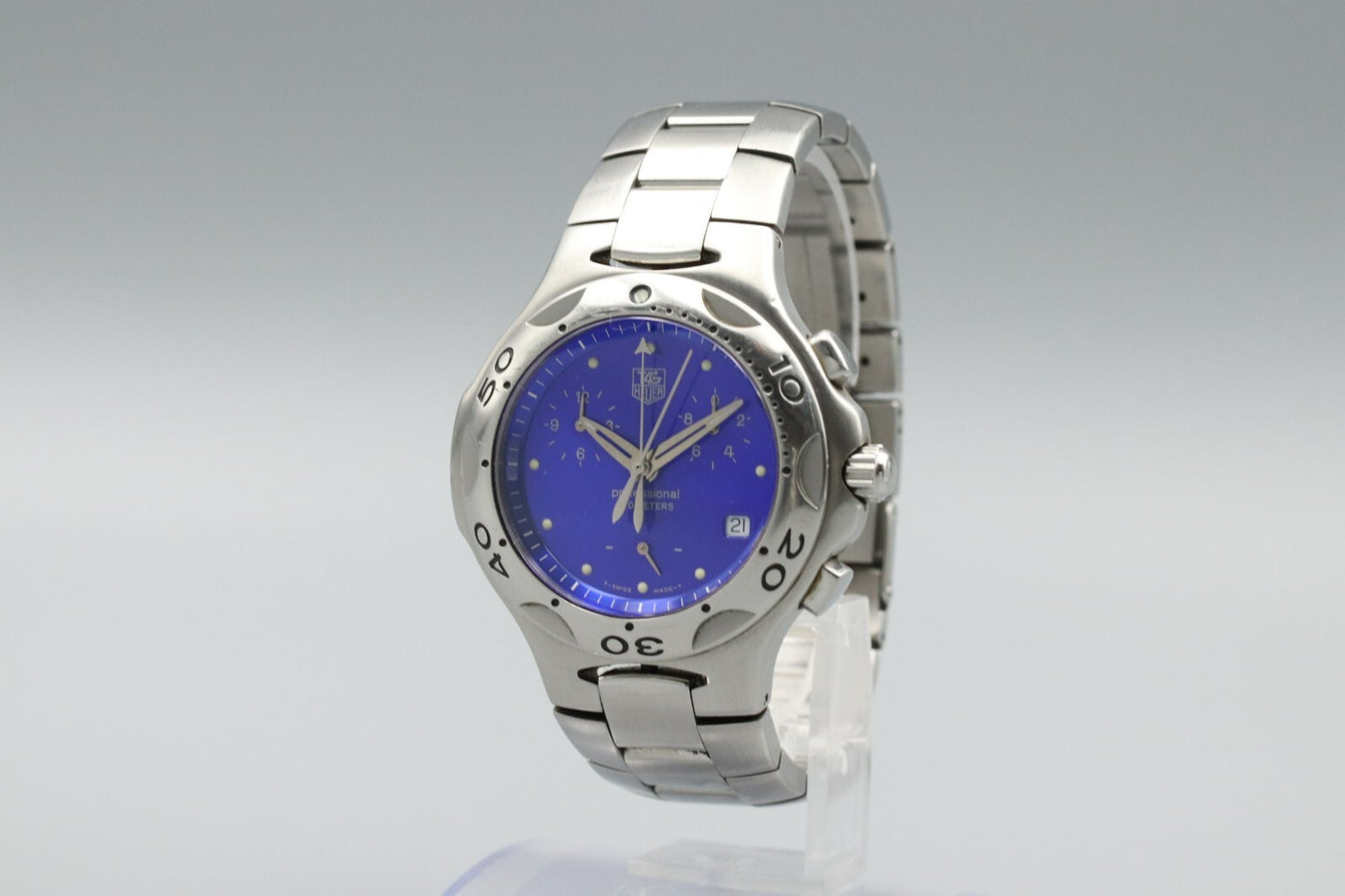*N MINT* Vintage TAG HEUER Kirium CL1112 Blue Chronograph Quartz Men Watch JAPAN