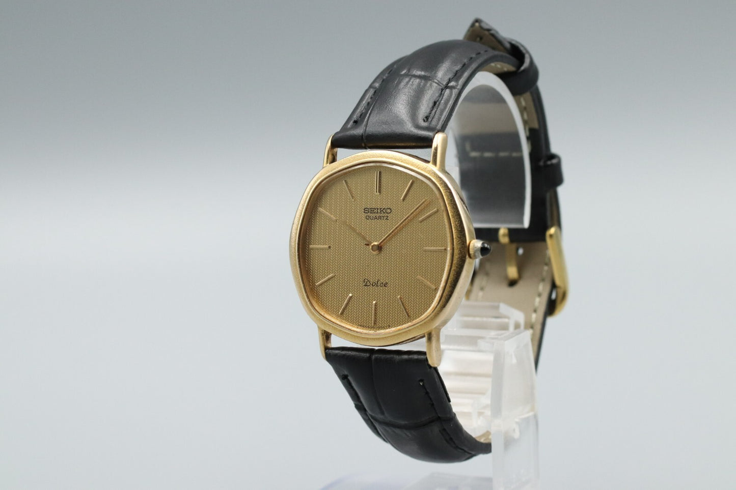 **NEAR MINT** Vintage SEIKO Dolce 6020-5630 Quartz Gold Dial Octagon Mens Watch