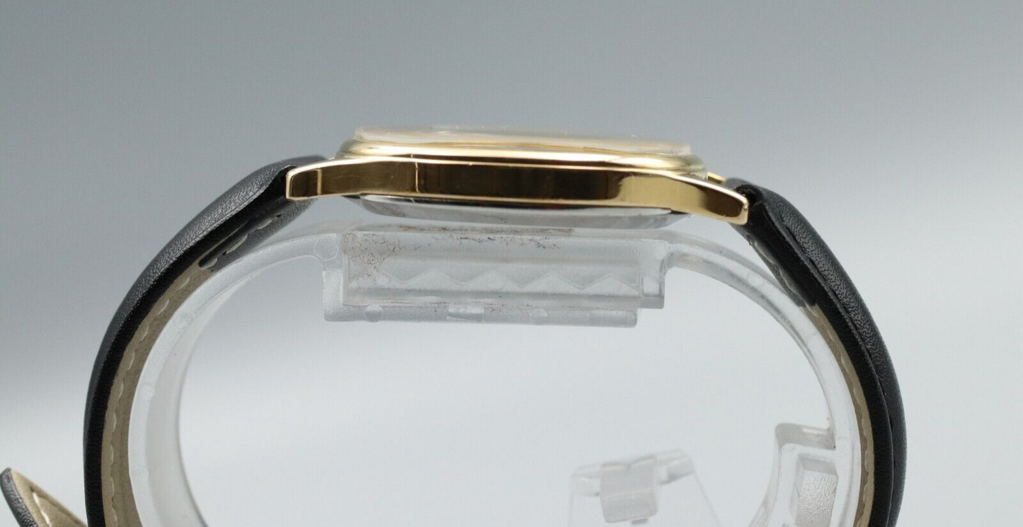 *Exc+5* Vintage OMEGA De Ville Cal.1330 Quartz Gold Dial Square Mens Watch