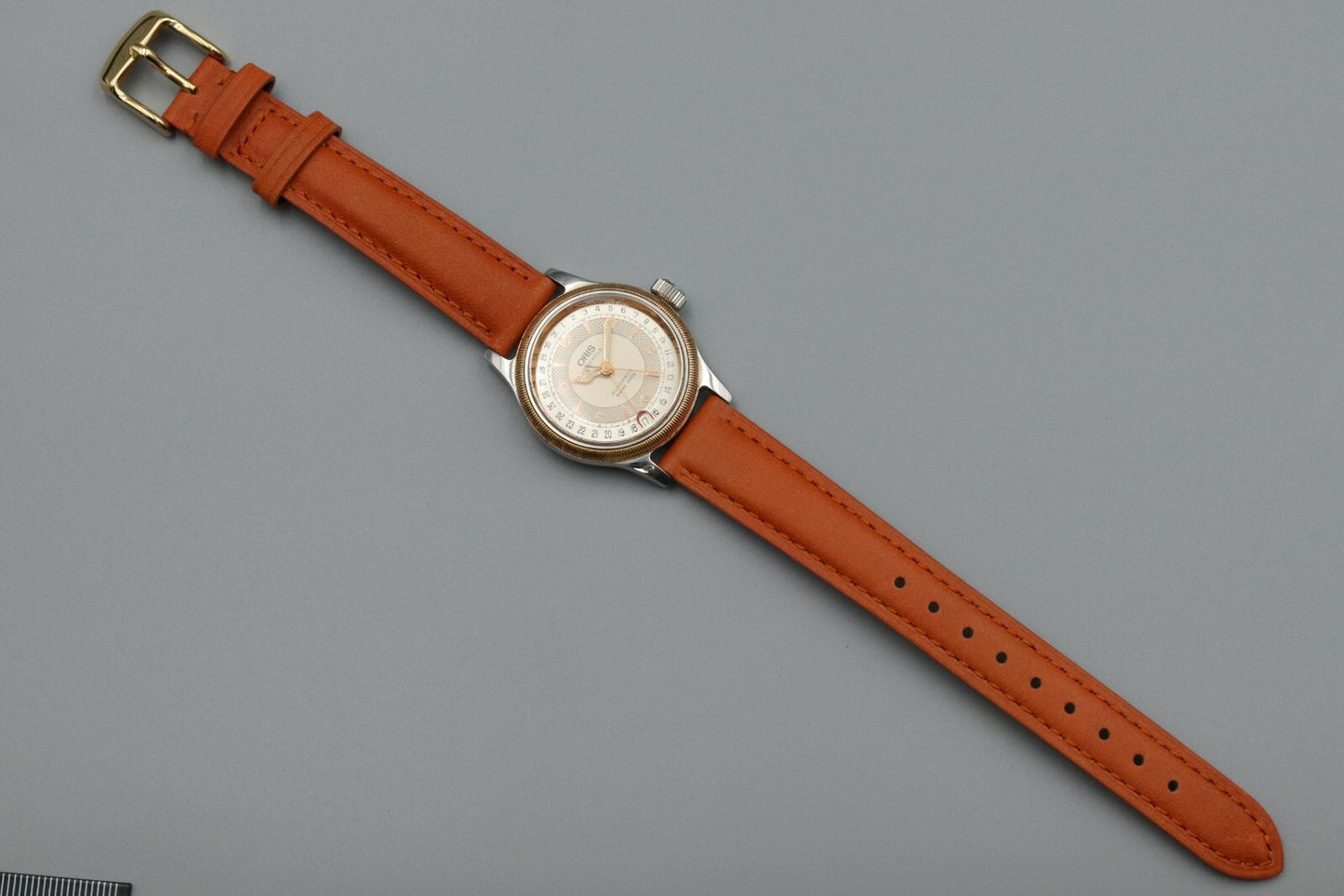 *NEAR MINT* ORIS 7400 Big Crown Pointer Date Gold Automatic 32mm Watch JAPAN