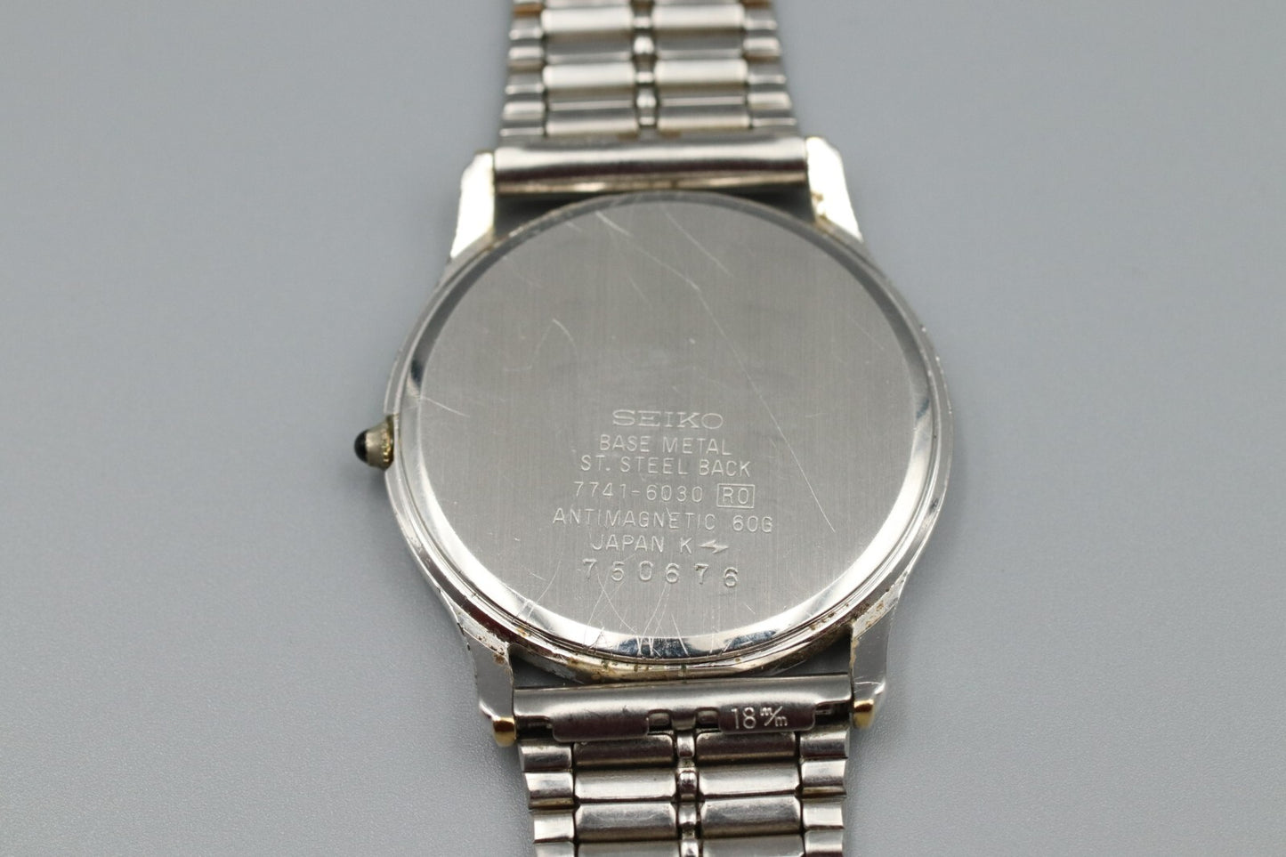 *Exc+5* Vintage 1997/5 SEIKO DOLCE 7741-6030 Quartz Gold Dial Mens Watch JAPAN