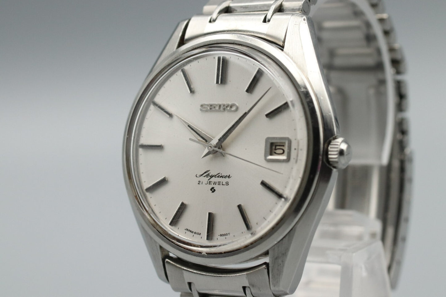 *Exc+5* Vintage SEIKO Skyliner 6102-8000 Hand Winding White Dial 21J Watch JAPAN