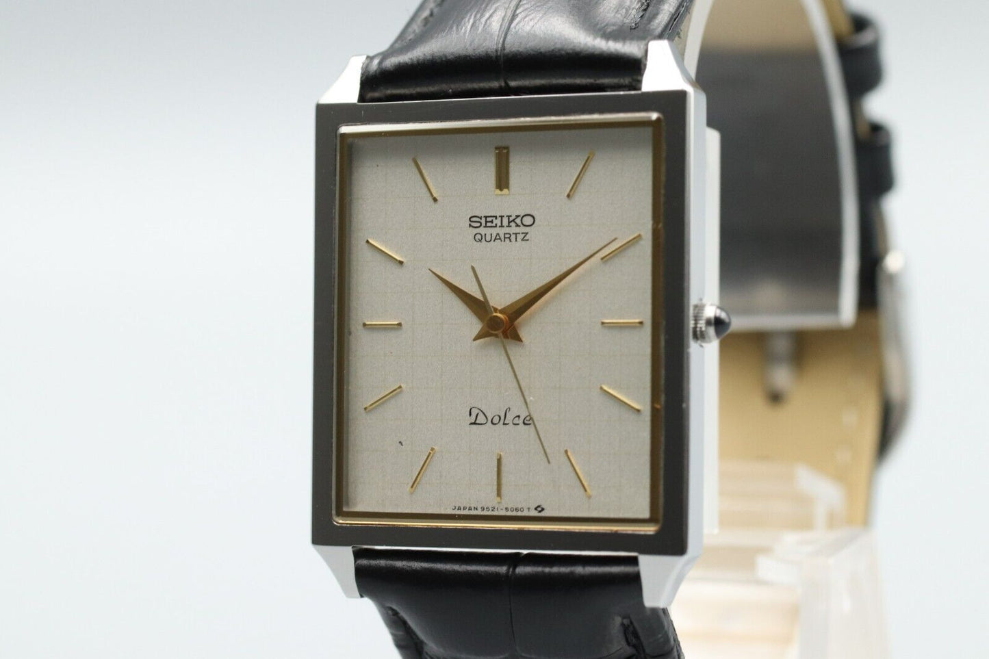 *NEAR MINT* Vintage SEIKO Dolce 9521-5050 Quartz White Dial Tank Mens Watch JP