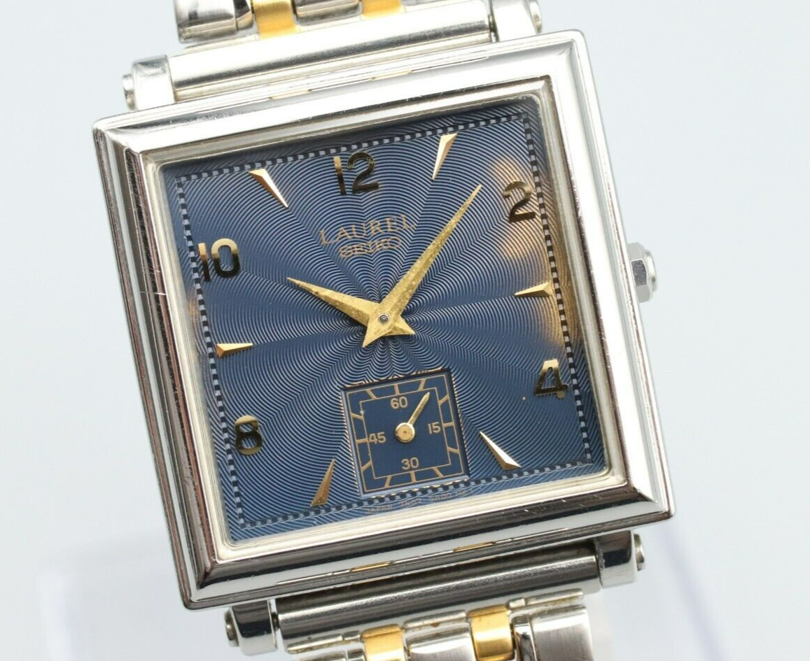 Rare *Exc+5* Vintage SEIKO LAUREL 7N07-5A00 Quartz Navy Small Second Mens Watch