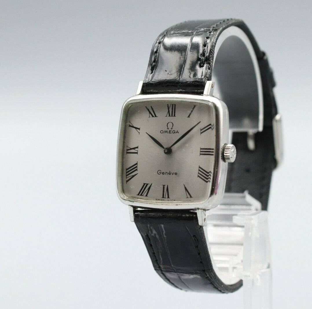 *Exc+5* Vintage OMEGA Geneve Cal.625 Hand Winding Silver Dial Square Women Watch