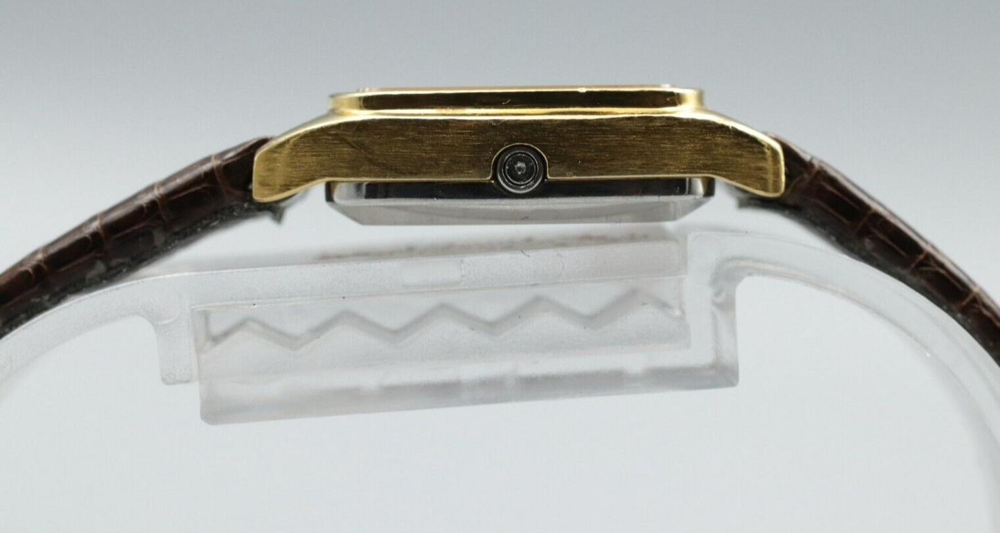 *N MINT* Vintage OMEGA De Ville Cal.1350 Quartz Gold Dial Rectangle Women Watch