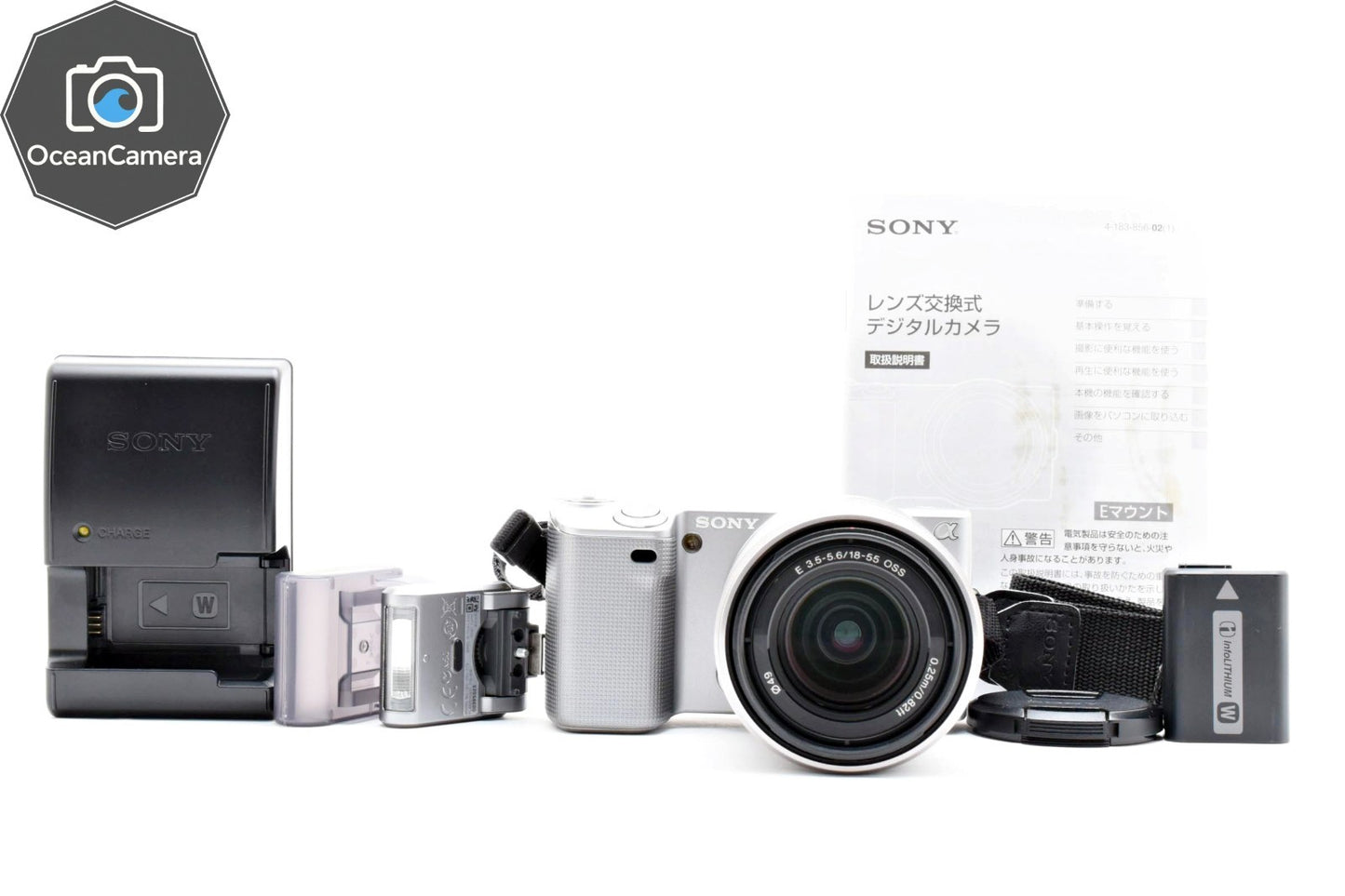 SONY NEX-5 Silver Mirrorless Digital Camera 18-55mm Lens Japanese language only