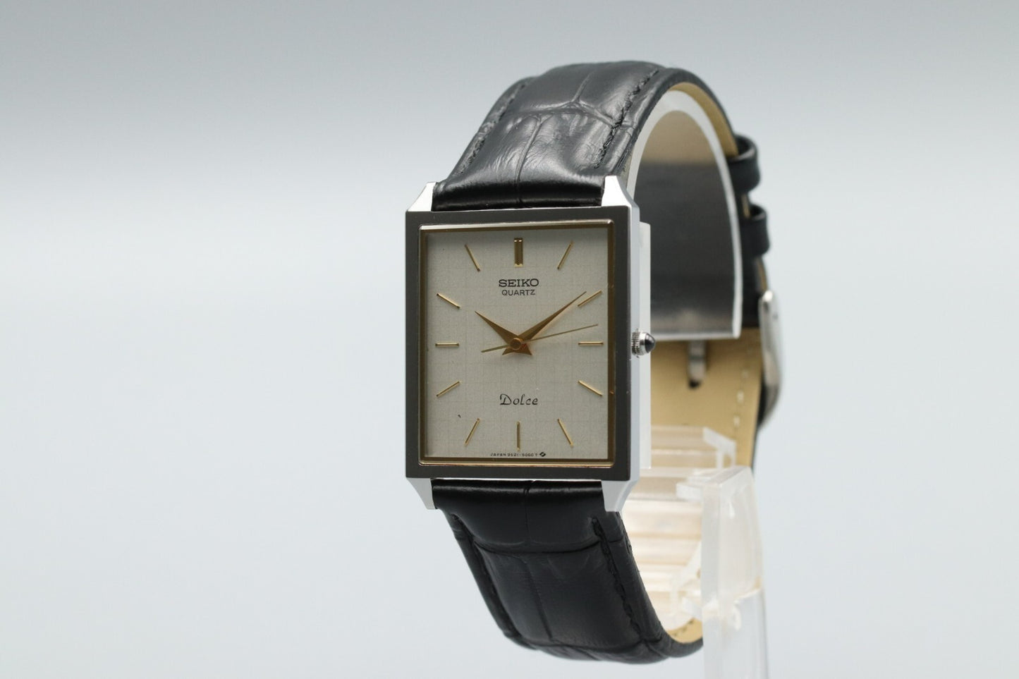 *NEAR MINT* Vintage SEIKO Dolce 9521-5050 Quartz White Dial Tank Mens Watch JP