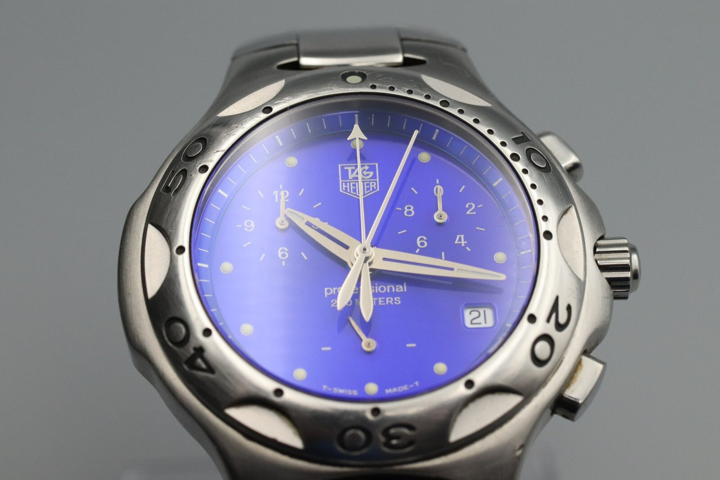 *N MINT* Vintage TAG HEUER Kirium CL1112 Blue Chronograph Quartz Men Watch JAPAN