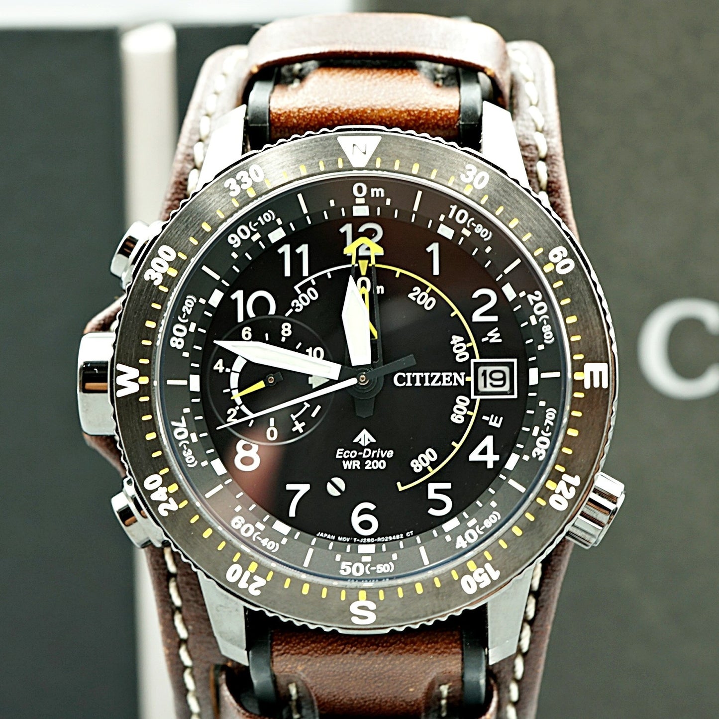 TOP MINT Citizen QZ J280-R013581 Solar Promaster Date Black Mens Wristwatch JP
