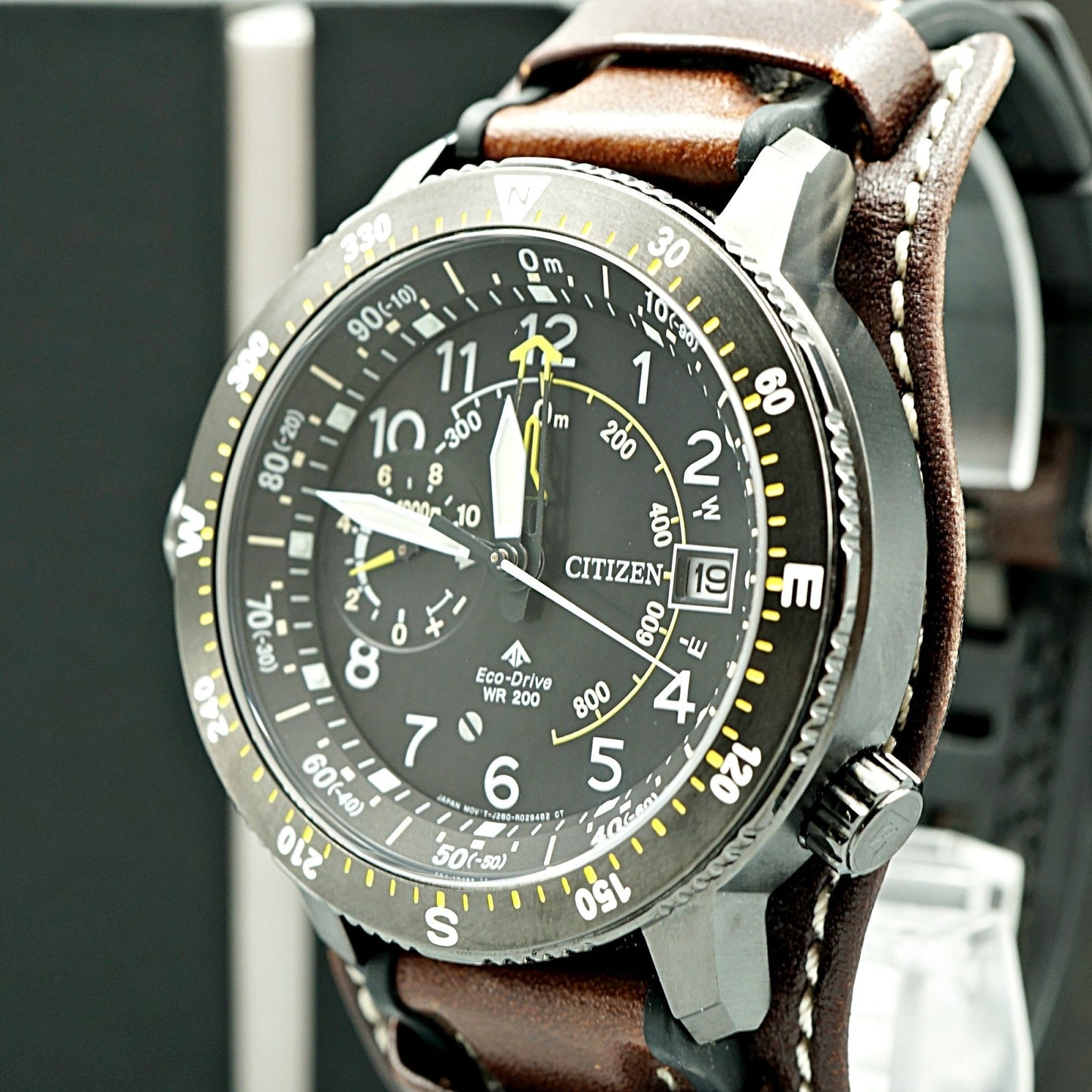 TOP MINT Citizen QZ J280-R013581 Solar Promaster Date Black Mens Wristwatch JP