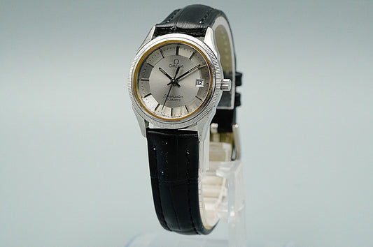 RARE *N MINT* Vintage OMEGA Seamaster pie pan Dial Cal.1380 Qz 25mm Women Watch