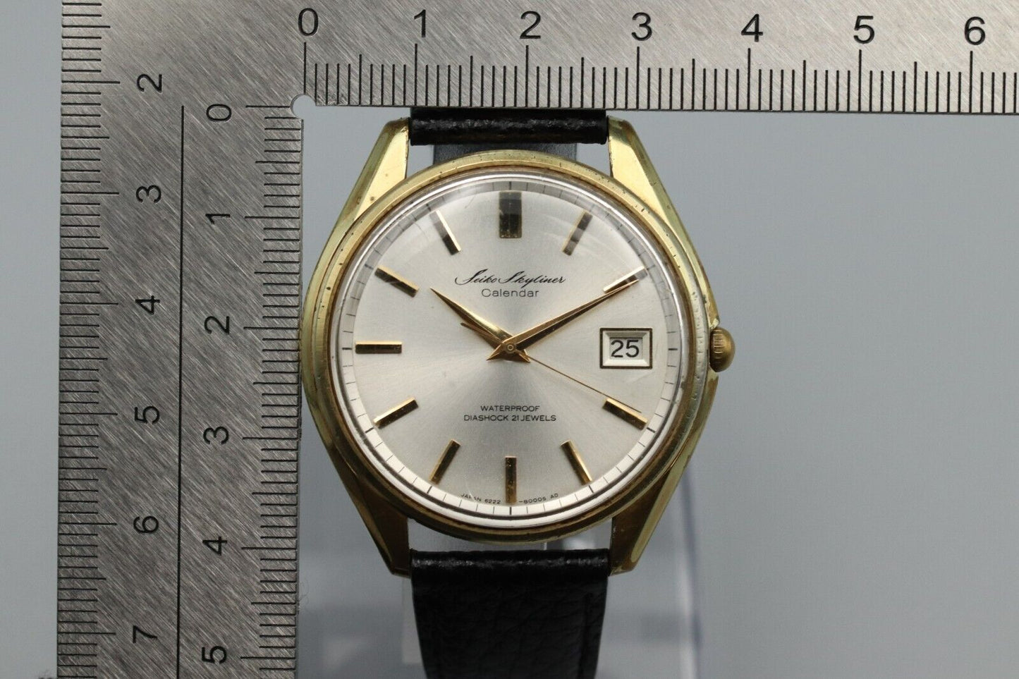 *Exc+4* Vintage SEIKO Skyliner 6222-8000 Hand Winding Gold Dial Date Mens Watch