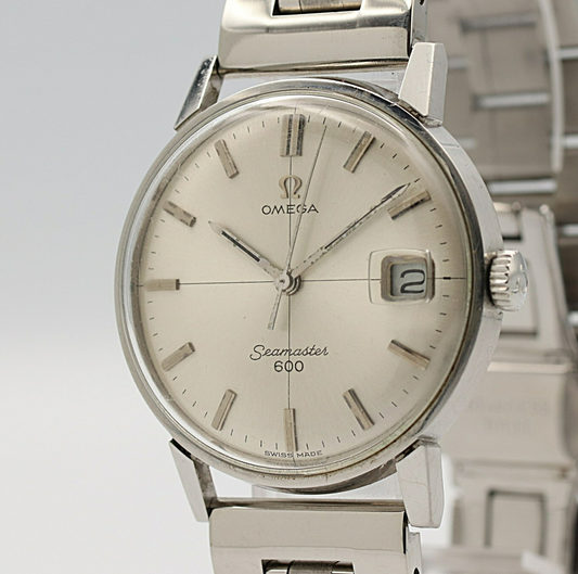 Vintage 1966 OMEGA Seamaster 600 Cal.611 Manual Silver CrossLine 34mm Mens Watch