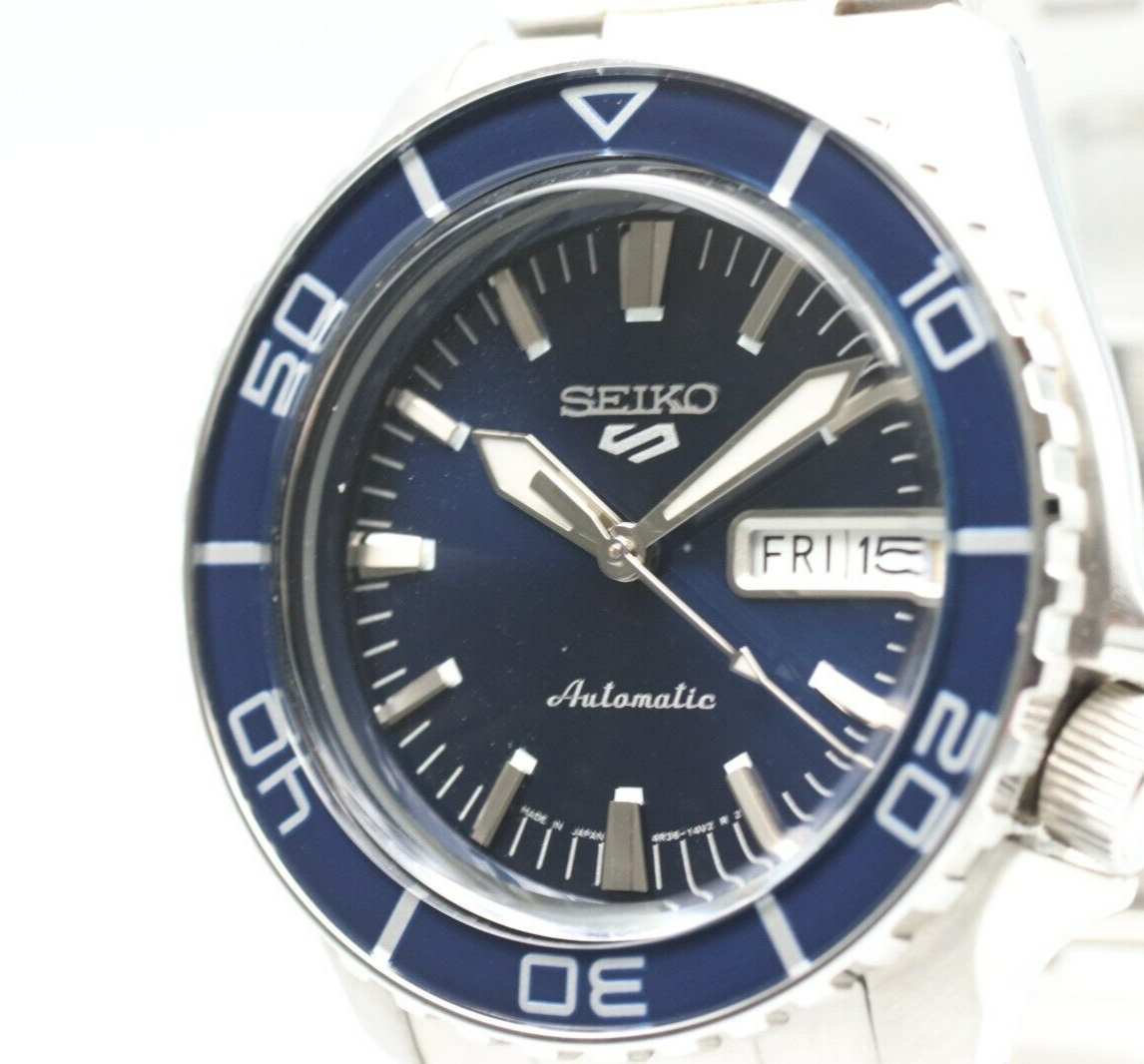 *TOP MINT* Vintage SEIKO 5 Sports 4R36-16D0 Automatic Blue Dial Mens Watch