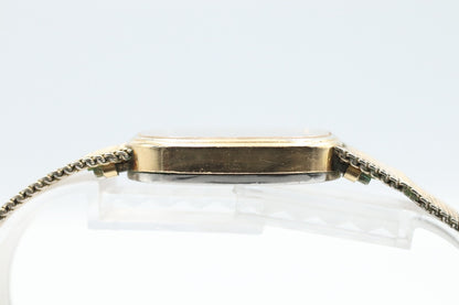 *Exc+4* Vintage OMEGA De Ville Cal.1330 Quartz Gold Dial Rectangle Women Watch