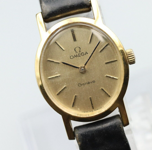 *NEAR MINT* Vintage OMEGA  Cal.625 Hand Winding Gold Dial Oval Women Watch