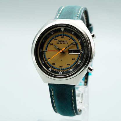 *Exc+5* Vintage 1972 SEIKO 5SPORTS 7015-6000 AT Gold  Round 42mm Mens Watch