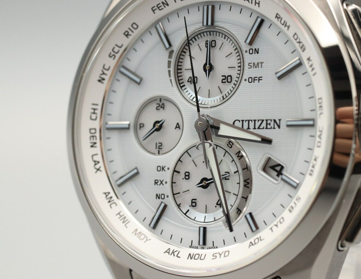 *Exc+5*  CITIZEN H804-T018696 A78040-57A Attesa Eco-Drive Solar Radio Mens Watch