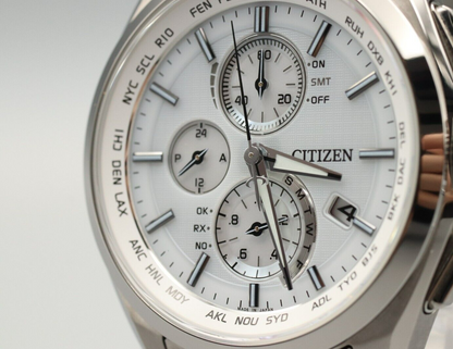 *Exc+5*  CITIZEN H804-T018696 A78040-57A Attesa Eco-Drive Solar Radio Mens Watch