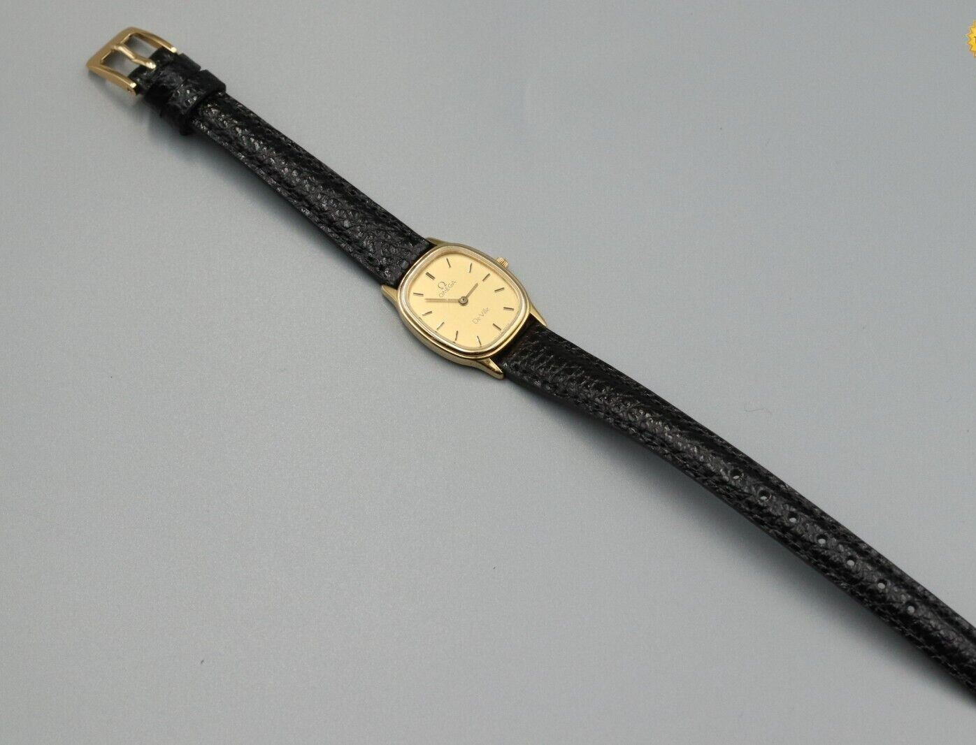 *Exc+5* Vintage OMEGA De Ville Cal.1450 Quartz Gold Dial Rectangle Women Watch